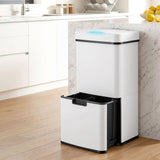 Darrahopens Home & Garden > Kitchen Bins > Automatic Bins Devanti 72L Sensor Bin Rubbish Bins 4-in-1 Compartment Stainless Steel Trash Can White In Australia - Darrahopens