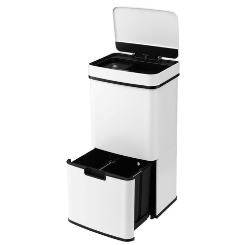 Darrahopens Home & Garden > Kitchen Bins > Automatic Bins Devanti 72L Sensor Bin Rubbish Bins 4-in-1 Compartment Stainless Steel Trash Can White In Australia - Darrahopens