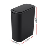 Darrahopens Home & Garden > Kitchen Bins > Automatic Bins Devanti Automatic Trash Bin with Lid 25L Motion Sensor Kitchen Bin Touchless Garbage Can Plastic Slim Rubbish Bin with Liner Holder for Kitchen, Home, Office, Black