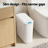 Darrahopens Home & Garden > Kitchen Bins > Automatic Bins Devanti Automatic Trash Bin with Lid 25L Motion Sensor Kitchen Bin Touchless Garbage Can Plastic Slim Rubbish Bin with Liner Holder for Kitchen, Home, Office, White