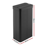 Darrahopens Home & Garden > Kitchen Bins > Automatic Bins Devanti Rubbish Bin 70L Automatic Sensor Kitchen Bin, Slim Smart Garbage Can Touchless Rectangular with Liner Holder, Fully Closed Lid for Bedroom, Bathroom, Living Room, Black