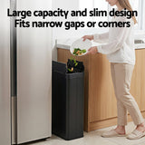 Darrahopens Home & Garden > Kitchen Bins > Automatic Bins Devanti Rubbish Bin 70L Automatic Sensor Kitchen Bin, Slim Smart Garbage Can Touchless Rectangular with Liner Holder, Fully Closed Lid for Bedroom, Bathroom, Living Room, Black
