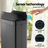 Darrahopens Home & Garden > Kitchen Bins > Automatic Bins Devanti Rubbish Bin 70L Automatic Sensor Kitchen Bin, Slim Smart Garbage Can Touchless Rectangular with Liner Holder, Fully Closed Lid for Bedroom, Bathroom, Living Room, Black