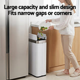 Darrahopens Home & Garden > Kitchen Bins > Automatic Bins Devanti Rubbish Bin 70L Automatic Sensor Kitchen Bin, Slim Smart Garbage Can Touchless Rectangular with Liner Holder, Fully Closed Lid for Bedroom, Bathroom, Living Room, White