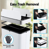 Darrahopens Home & Garden > Kitchen Bins > Automatic Bins Devanti Rubbish Bin 70L Automatic Sensor Kitchen Bin, Slim Smart Garbage Can Touchless Rectangular with Liner Holder, Fully Closed Lid for Bedroom, Bathroom, Living Room, White