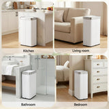Darrahopens Home & Garden > Kitchen Bins > Automatic Bins Devanti Rubbish Bin 70L Automatic Sensor Kitchen Bin, Slim Smart Garbage Can Touchless Rectangular with Liner Holder, Fully Closed Lid for Bedroom, Bathroom, Living Room, White