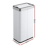 Darrahopens Home & Garden > Kitchen Bins > Automatic Bins Devanti Rubbish Bin 70L Automatic Sensor Kitchen Bin, Slim Smart Garbage Can Touchless Rectangular with Liner Holder, Fully Closed Lid for Bedroom, Bathroom, Living Room, White