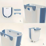 Darrahopens Home & Garden > Kitchen Bins > Foldable Bins 1 Portable Folding Trash Can with Hook - Modern Minimalist Rectangular Design, Space-Saving Durable Plastic Kitchen Bathroom Trash Can, No Power Required, Easy-Clean Surface.blue