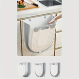 Darrahopens Home & Garden > Kitchen Bins > Foldable Bins 1 Portable Folding Trash Can with Hook - Modern Minimalist Rectangular Design, Space-Saving Durable Plastic Kitchen Bathroom Trash Can, No Power Required, Easy-Clean Surface.grey