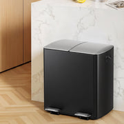 Darrahopens Home & Garden > Kitchen Bins > Pedal Bins Cefito Pedal Bins Rubbish Bin Dual Compartment Waste Recycle Dustbins 40L Black In Australia - Darrahopens