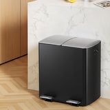 Darrahopens Home & Garden > Kitchen Bins > Pedal Bins Cefito Pedal Bins Rubbish Bin Dual Compartment Waste Recycle Dustbins 40L Black In Australia - Darrahopens