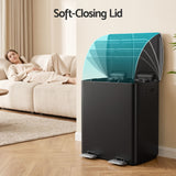Darrahopens Home & Garden > Kitchen Bins > Pedal Bins Cefito Pedal Bins Rubbish Bin Dual Compartment Waste Recycle Dustbins 40L Black In Australia - Darrahopens