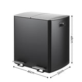 Darrahopens Home & Garden > Kitchen Bins > Pedal Bins Cefito Pedal Bins Rubbish Bin Dual Compartment Waste Recycle Dustbins 40L Black In Australia - Darrahopens