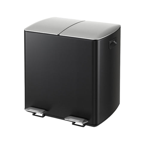 Darrahopens Home & Garden > Kitchen Bins > Pedal Bins Cefito Pedal Bins Rubbish Bin Dual Compartment Waste Recycle Dustbins 40L Black In Australia - Darrahopens
