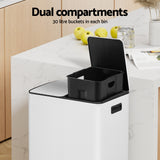 Darrahopens Home & Garden > Kitchen Bins > Pedal Bins Cefito Pedal Bins Rubbish Bin Dual Compartment Waste Recycle Dustbins 60L White