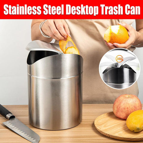 Darrahopens Home & Garden > Kitchen Bins > Pedal Bins Stainless Steel Mini Desktop Wastebasket Organizer Compact Waste Bin for Office