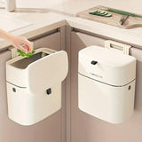 Darrahopens Home & Garden > Kitchen Bins > Pedal Bins Wall Mounted Hanging Waste Bin with Lid Household Cabinet Trash Can Cream White
