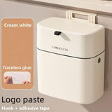 Darrahopens Home & Garden > Kitchen Bins > Pedal Bins Wall Mounted Hanging Waste Bin with Lid Household Cabinet Trash Can Cream White