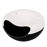 Darrahopens Home & Garden > Kitchen Bins > Pull Out Bins Black-white Creative Lazy Snack Bowl with Phone Holder - Dual-Layer Dish for Nuts & Seeds