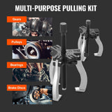 Darrahopens Home & Garden > Kitchen Bins > Pull Out Bins VEVOR Gear Puller Set, 3" and 7" Puller Kit, 3 Jaw Gear Bearing Flywheel Pulley Removal Tool, 2 or 3 Reversible Jaws Wheel Puller, Vertically and Horizontally, External and Internal, 2-Piece