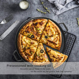 Darrahopens Home & Garden > Kitchenware 13.5" 35cm Pre-Seasoned Cast Iron Pizza Baking Pan Cooking Griddle Stove Oven Grill Campfire