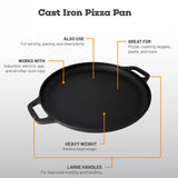 Darrahopens Home & Garden > Kitchenware 13.5" 35cm Pre-Seasoned Cast Iron Pizza Baking Pan Cooking Griddle Stove Oven Grill Campfire
