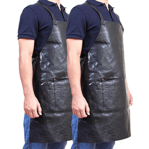Darrahopens Home & Garden > Kitchenware 2x Pierre Cardin Professional Leather Apron Butcher Woodwork Barber Chef - Black