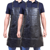 Darrahopens Home & Garden > Kitchenware 2x Pierre Cardin Professional Leather Apron Butcher Woodwork Barber Chef - Black