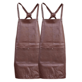 Darrahopens Home & Garden > Kitchenware 2x Pierre Cardin Professional Leather Apron Butcher Woodwork Barber Chef - Brown