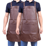 Darrahopens Home & Garden > Kitchenware 2x Pierre Cardin Professional Leather Apron Butcher Woodwork Barber Chef - Brown