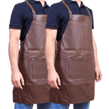 Darrahopens Home & Garden > Kitchenware 2x Pierre Cardin Professional Leather Apron Butcher Woodwork Barber Chef - Brown