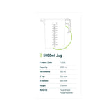 Darrahopens Home & Garden > Kitchenware 5L Measuring Jug Heavy Duty Clear Plastic Propylene Food Grade BPA 5 Pro-Jug