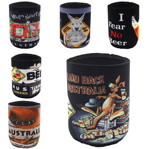 Darrahopens Home & Garden > Kitchenware 6x Australia Stubby Stubbie Holder Beer Bottle Tin Can Drink Alcohol Cooler Gift, Mixed Design (Fun)
