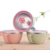 Darrahopens Home & Garden > Kitchenware 900ml Stainless Steel Instant Noodle Solid Bowl Korean Mi Goreng w Lid & Handle