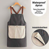 2-Pack Black Waterproof Aprons with Detachable Hand Towels