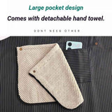 2-Pack Black Waterproof Aprons with Detachable Hand Towels