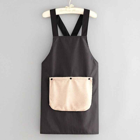 2-Pack Black Waterproof Aprons with Detachable Hand Towels