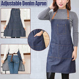 Darrahopens Home & Garden > Kitchenware > Aprons Adjustable Denim Apron Pocket Hanging Neck Cooking Kitchen Baking Bar Cafe Chefs