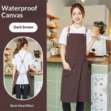 Darrahopens Home & Garden > Kitchenware > Aprons Apron Split Leg,Cross Back Chef Apron with Pockets,Painting Apron with Adjustable Straps for Cooking,Baking,BBQ,Ceramic,Gardening(dark brown)