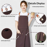 Darrahopens Home & Garden > Kitchenware > Aprons Apron Split Leg,Cross Back Chef Apron with Pockets,Painting Apron with Adjustable Straps for Cooking,Baking,BBQ,Ceramic,Gardening(dark brown)