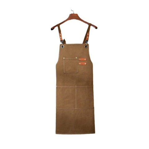 Darrahopens Home & Garden > Kitchenware > Aprons Brown 16-ounce Heavy-Duty Canvas Apron – Durable, Waterproof & Oil-Resistant Kitchen Workwear for Cooking and Crafting
