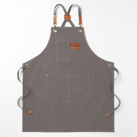 Darrahopens Home & Garden > Kitchenware > Aprons Grey 16-ounce Heavy-Duty Canvas Apron – Durable, Waterproof & Oil-Resistant Kitchen Workwear for Cooking and Crafting