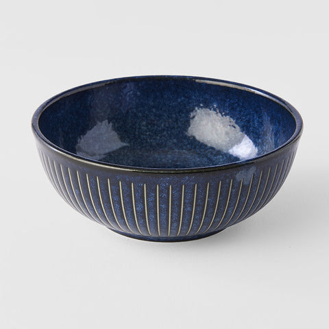 Darrahopens Home & Garden > Kitchenware > Aprons Pasta Bowl 16cm Ridged Indigo Blue Glaze