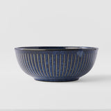 Darrahopens Home & Garden > Kitchenware > Aprons Pasta Bowl 16cm Ridged Indigo Blue Glaze