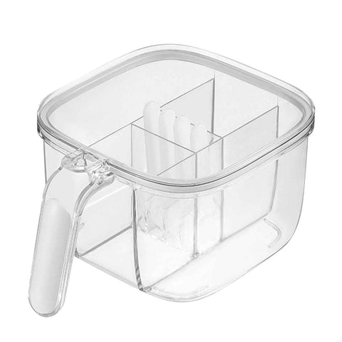 Darrahopens Home & Garden > Kitchenware > Aprons Seasoning Box 4 Compartments Transparent Window Strong PET Seasoning Jar with 4 Spoons for Home Kitchen Cooking White In Australia - Darrahopens