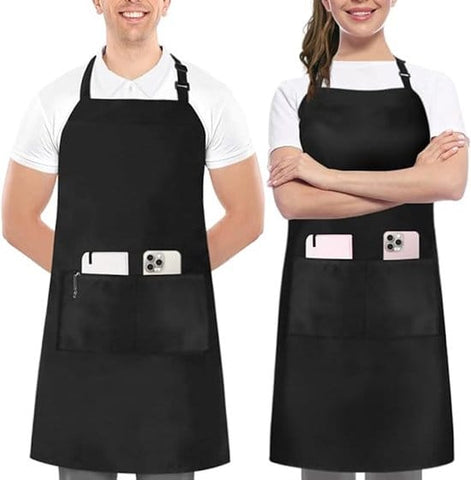 Darrahopens Home & Garden > Kitchenware > Aprons Two-piece kitchen aprons - Waterproof and stain resistant - Professional cooking aprons - Unisex - Suitable for various purposes including catering, pottery, painting, woodworking, etc. - With two large, practical pockets - Black