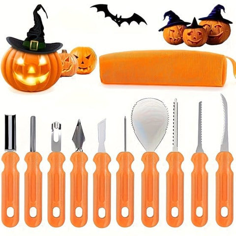 Darrahopens Home & Garden > Kitchenware > Bakeware & Accessories 10-Piece Jack-O'-Lantern Cutting Knife Set - Halloween - Baking Tools - Clay Stainless Steel Cutter