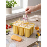 Darrahopens Home & Garden > Kitchenware > Bakeware & Accessories 12-Pack Silicone Ice Pop Mold – DIY Ice Lolly Maker with 50 Reusable Sticks(yellow) In Australia - Darrahopens