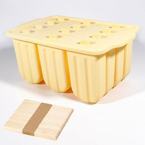 Darrahopens Home & Garden > Kitchenware > Bakeware & Accessories 12-Pack Silicone Ice Pop Mold – DIY Ice Lolly Maker with 50 Reusable Sticks(yellow) In Australia - Darrahopens