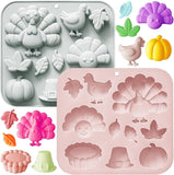 Darrahopens Home & Garden > Kitchenware > Bakeware & Accessories 2 Pack Fall Thanksgiving Chocolate Silicone Molds, Autumn Pumpkin Turkey Leaves Silicone Molds Baking Soap for Halloween Autumn Cupcake Cake Topper In Australia - Darrahopens